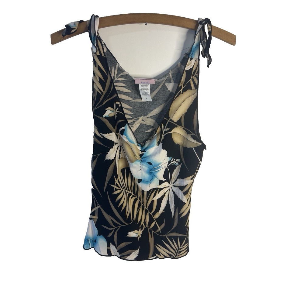 Vtg Y2K Floral Exotic Jungle Tie Rave Top Women M Festival Beach Coquette
